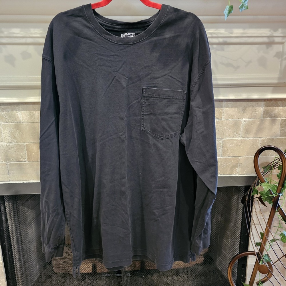 Mens Black Duluth Longtail T Relaxed Fit LS XL